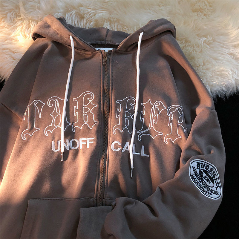 3 colors sweatshirt college korean style zip up hoodie women ins tops harajuku Y2k clothes kawaii embroidery letter jacket alx