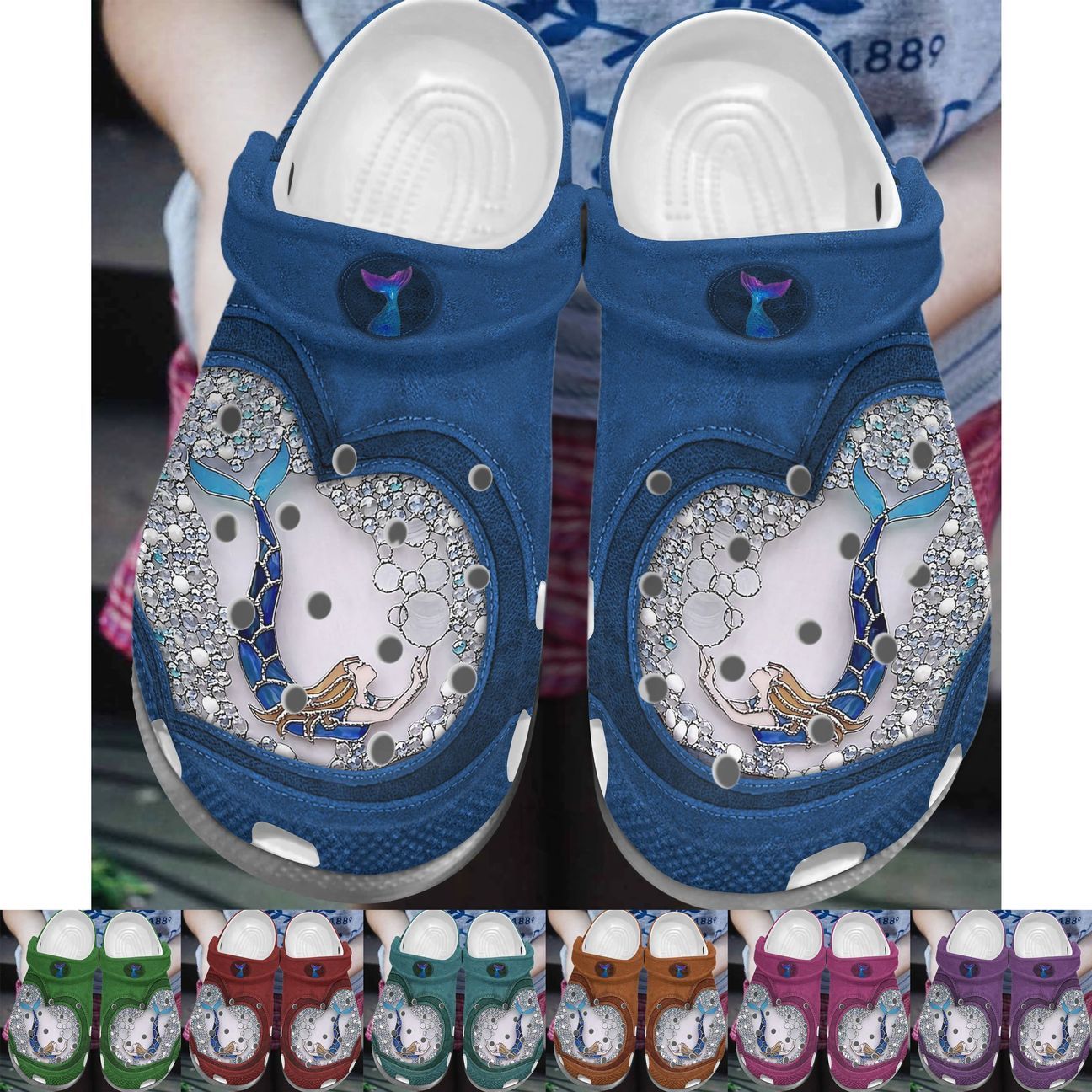 Mermaid Personalize Clog, Custom Name, Text, Fashion Style For Women, Men, Kid, Print 3D Whitesole Dreamy Mermaid