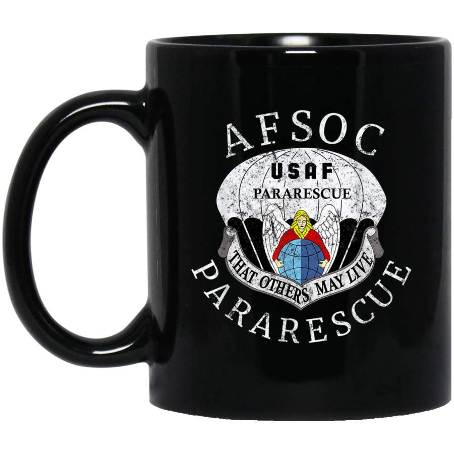 Pararescue Gift American Air Force AFSOC USAF Vintage Logo 11 oz Black Mug