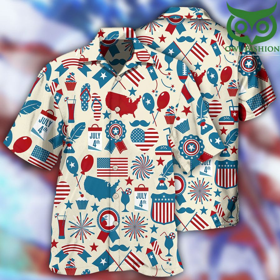 Fourth Of July Independence Day Symbols Hawaii Shirt Ha51342