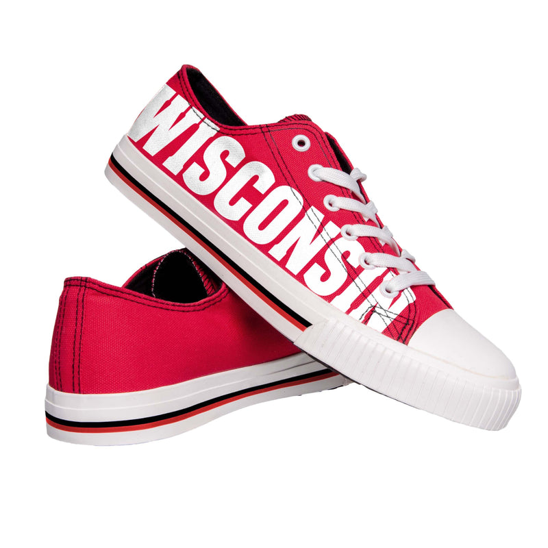 Wisconsin Badgers NCAA Mens Low Top Big Logo Canvas Shoes