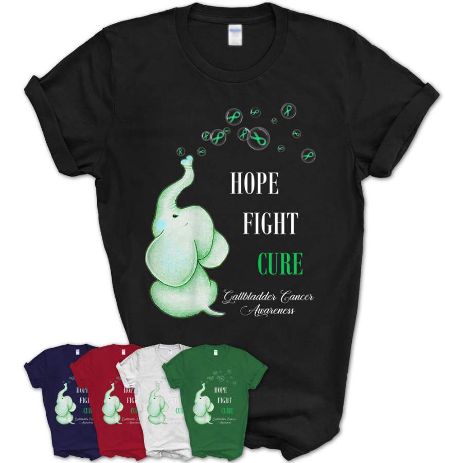 Womens Elephant Green Ribbon Gallbladder Cancer Awareness Idea T-Shirt