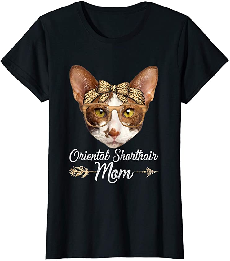 Womens Cute Oriental Shorthair Mom Leopard Cat Mom Mother’s Day T-Shirt