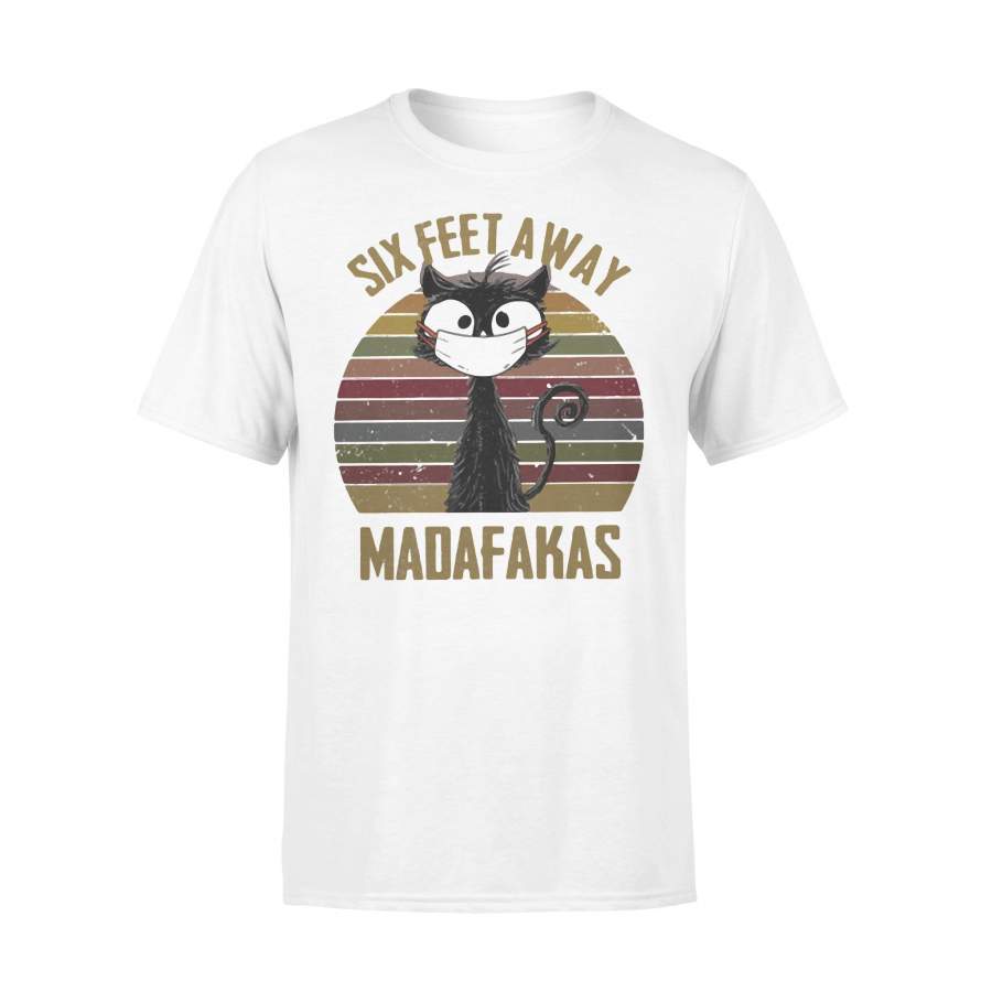Black Cat Six Feet Away Madafakas Vintage T-Shirt