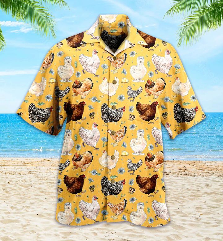 Cute Chicken Yellow Hawaii Shirt Ha73284