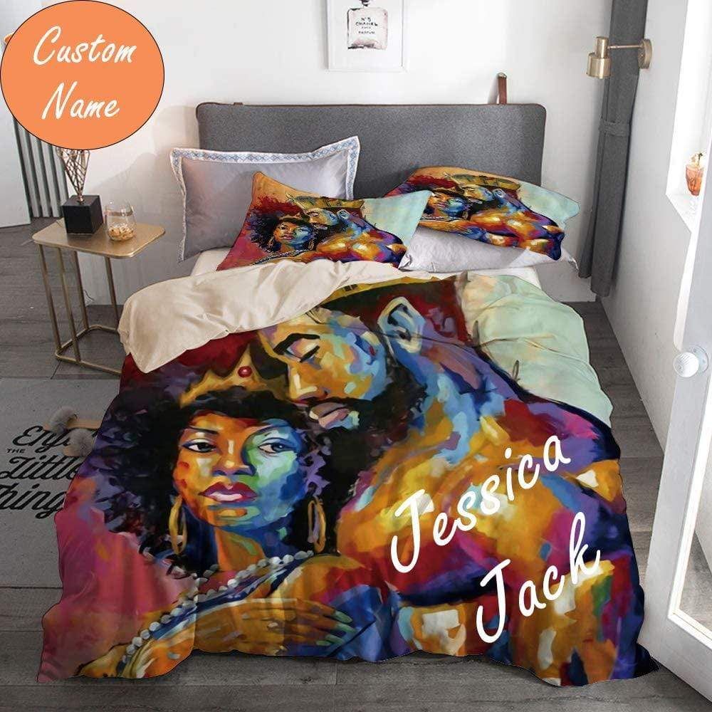 African American Exotic Bedspreads, Custom Your Lover Name Comforter Set Duvet Cover Bedding Set #0905V