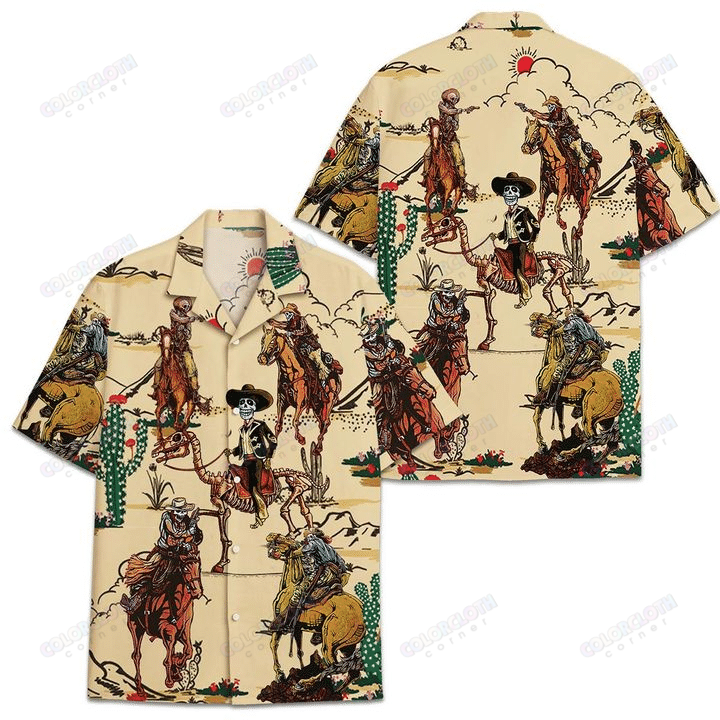 Funny Cowboy Skull Hawaii Shirt Ha12414