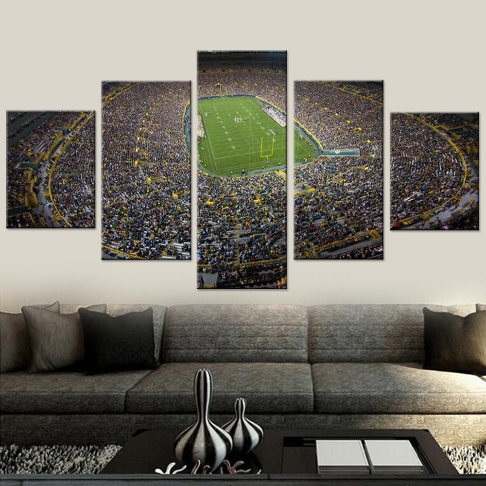 Green Bay Packers Stadium Sport 5 Panel Canvas Art Wall Decor