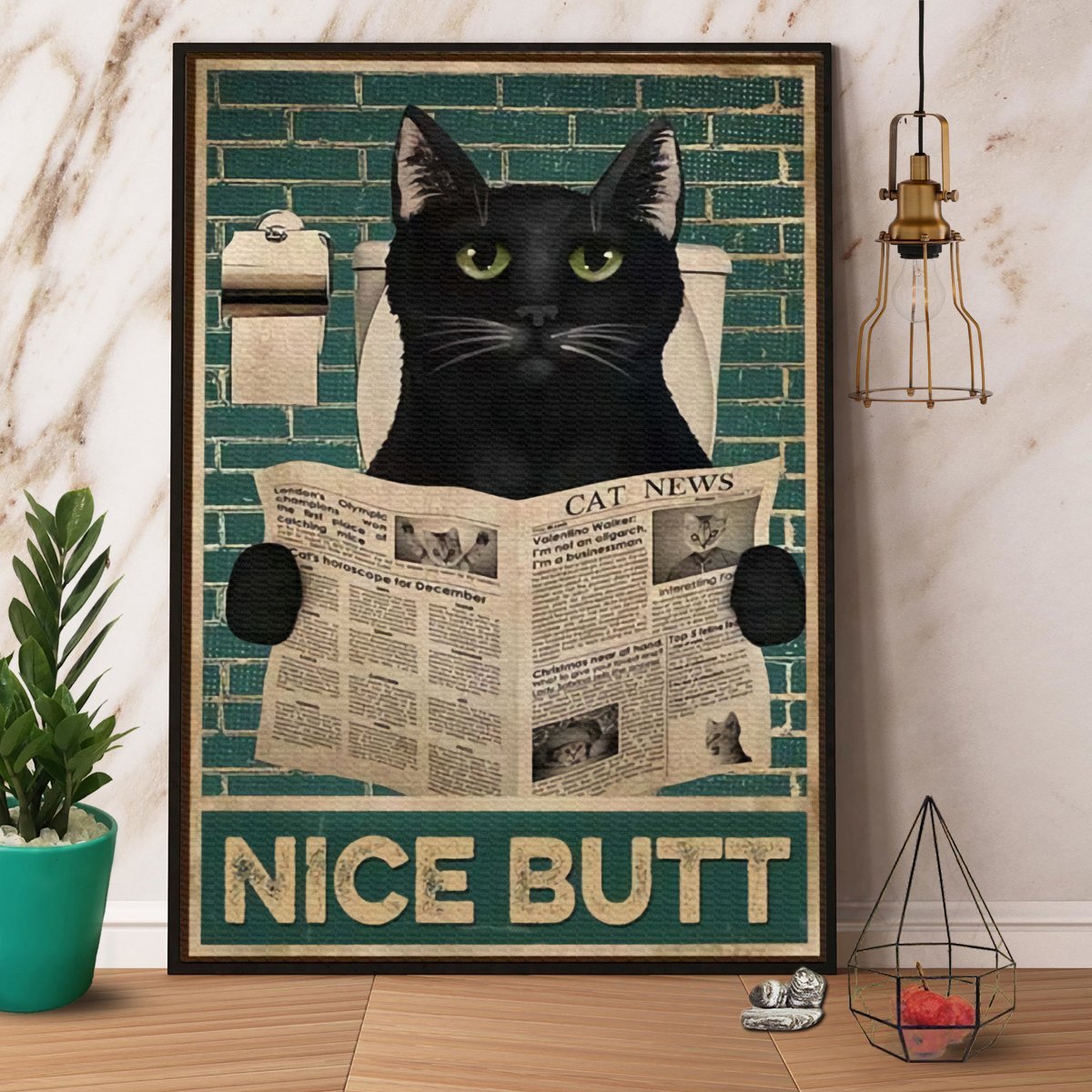 Black Cat Nice Butt Love Cat Funny Bathroom Vintage  Poster No Frame Matte Canvas