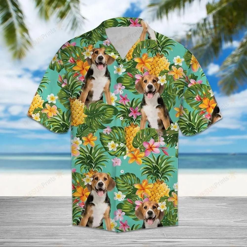 Tropical Pineapple Beagle Aloha Hawaiian Shirt Colorful Short Sleeve Summer Beach Casual Shirt For Men And Women