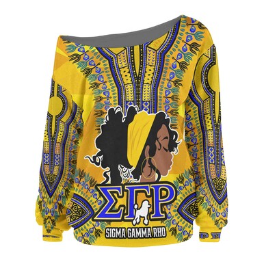 Sigma Gamma Rho Women Off Shoulder Sweater – Custom Sorority Dashiki Pattern And Sigma Girl Women Off Shoulder Sweater