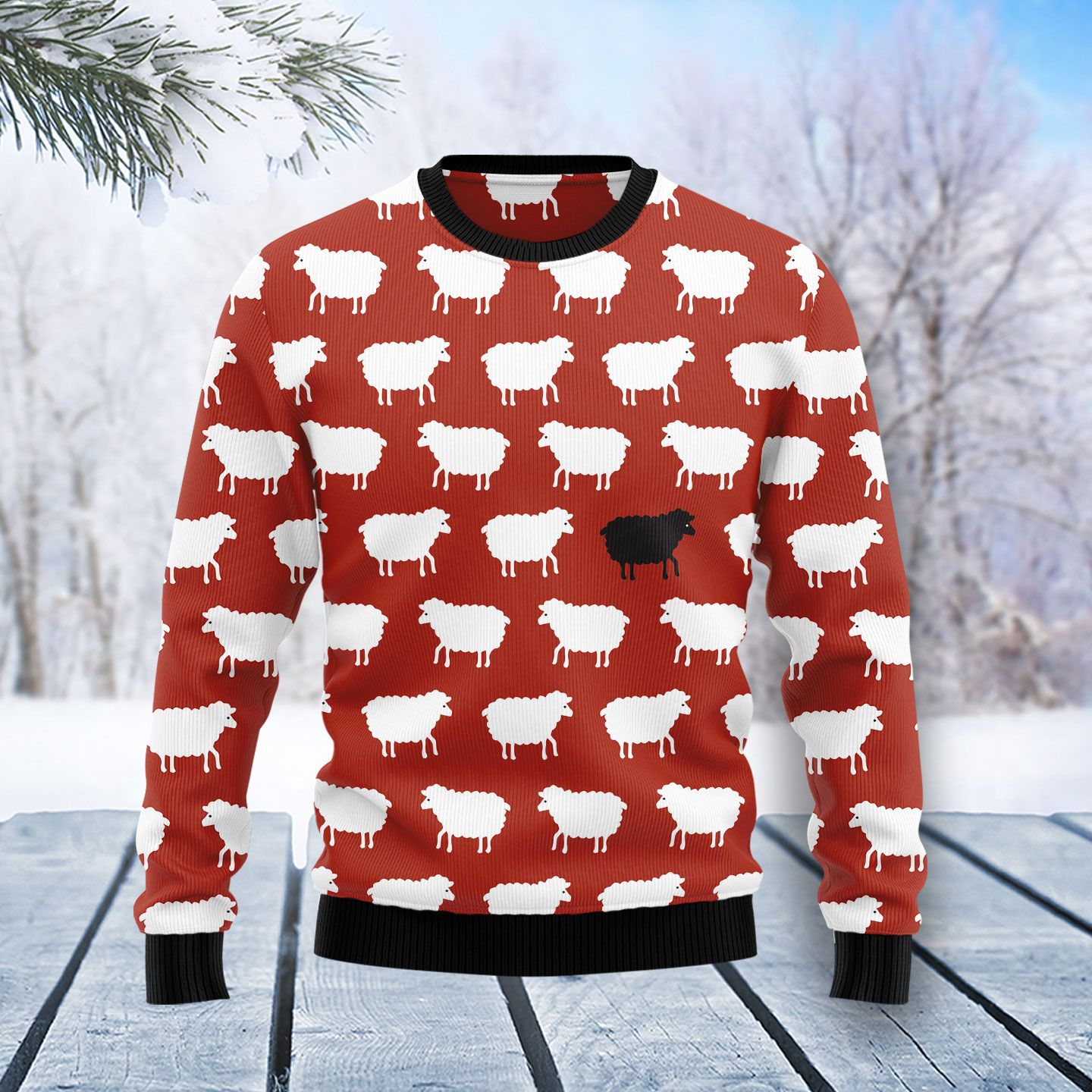 Sheep Black And White T2011 Ugly Christmas Sweater