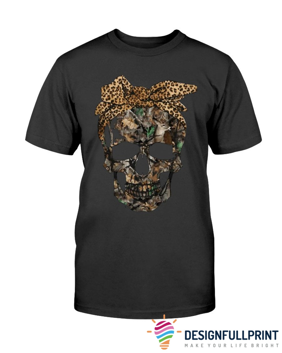 Skull Gift Skull Leopard Pattern Ribbon Ribbon Tshirt Ch