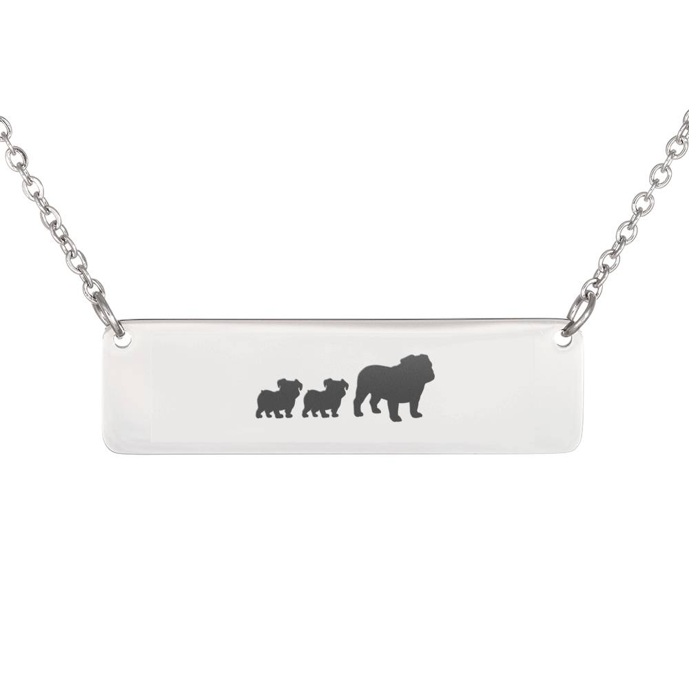 Personalized Mama Bulldog + 2 Baby Bulldog-Necklace