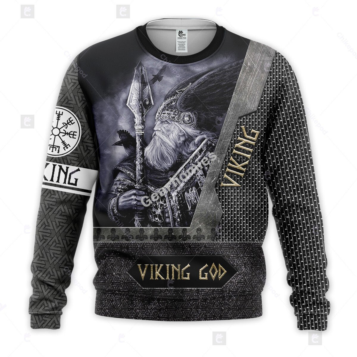 Tracksuit Hoodie Pullover Sweatshirt Viking God Vegvisir Symbol 3D ...