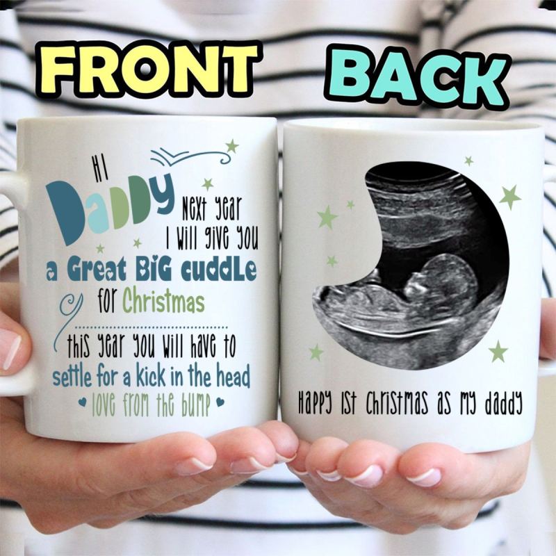 Personalized Gift For Expecting Dad Great Big Cuddle From The Bump Christmas Mug