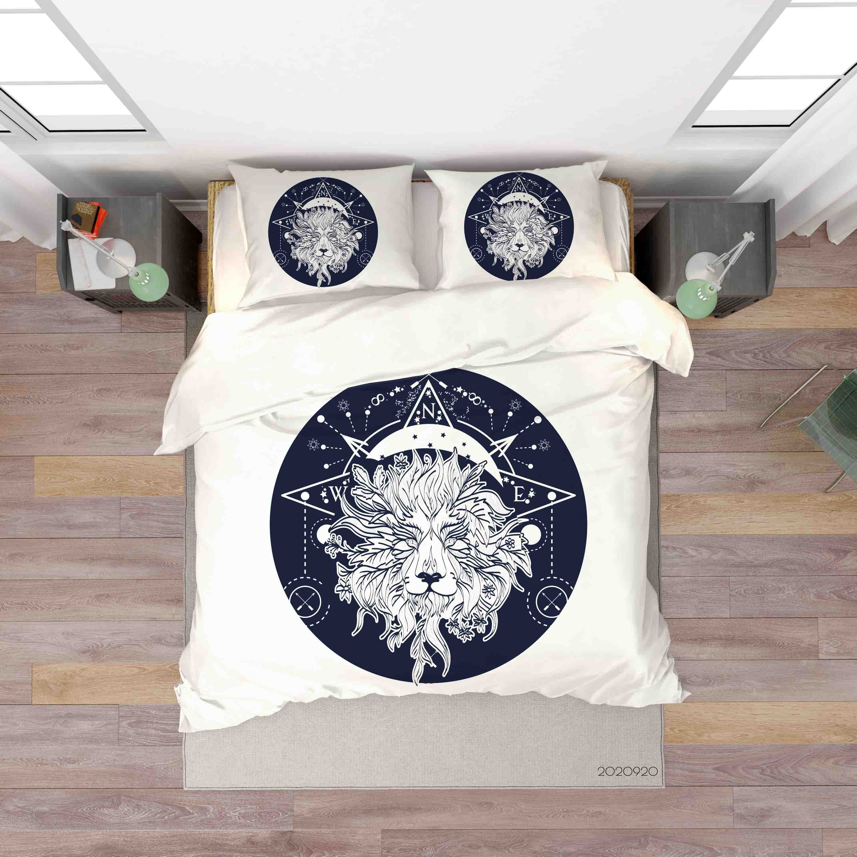 3D Mountain Lion Compass Symbol Quilt Cover Set Bedding Set Duvet Cover Pillowcases Wj 9201