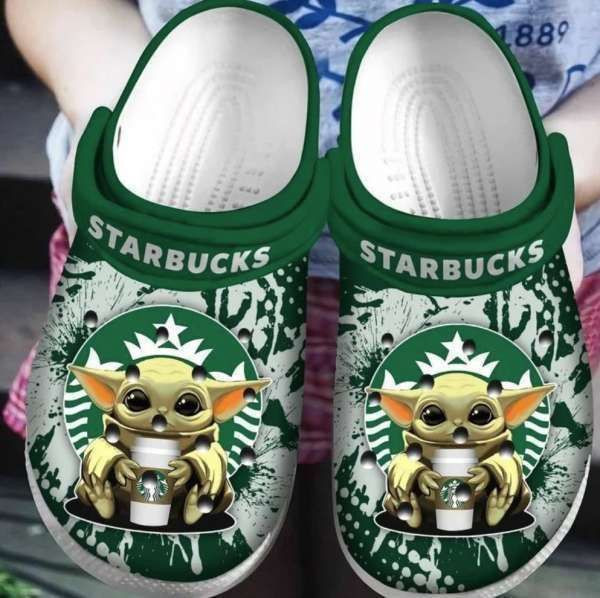 Baby Yoda Hug Starbucks Clog Shoes