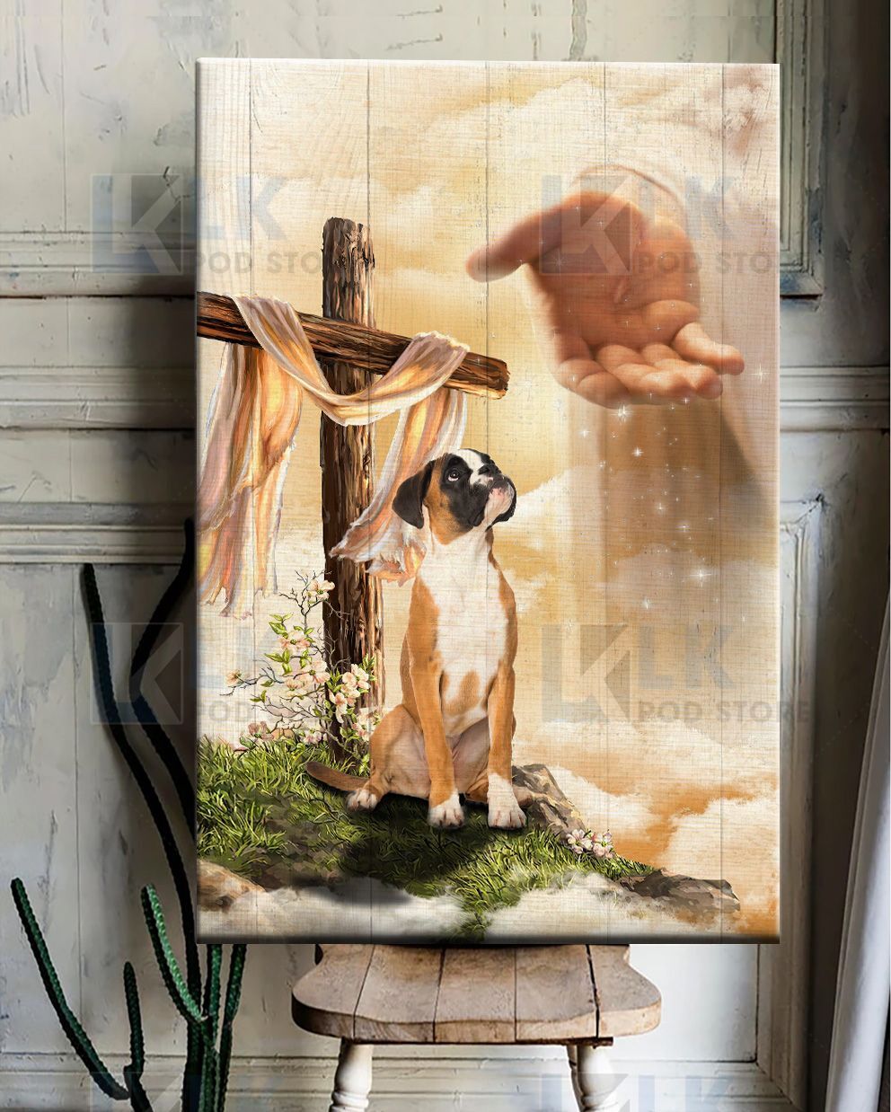 BOXER – CANVAS Look Up God [ID3-N] | Framed, Best Gift, Pet Lover, Housewarming, Wall Art Print, Home Decor