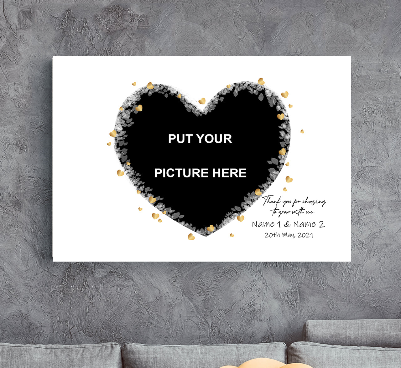 Custom Name And Photo Couple Canvas Wall Art