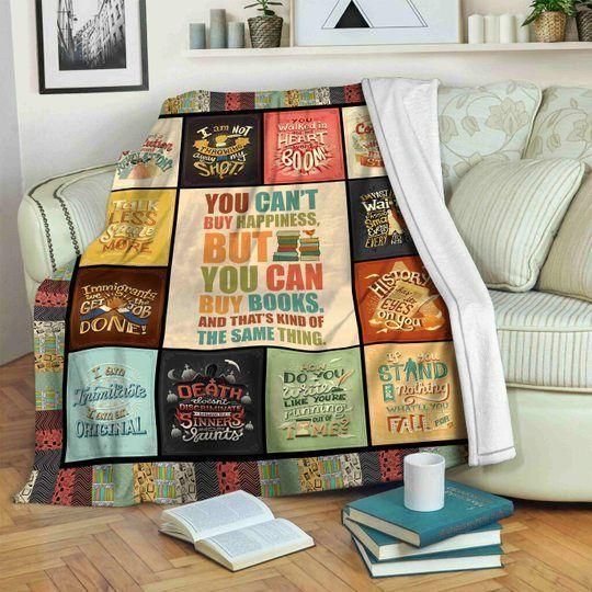 Books Lovers You Can Not Buy Happiness Fleece Blanket, Sherpa Blanket, Gift For Aunt Gift For Parent, Family Member, Friends Gift, Christmas Gift, Home Decor, Home Living