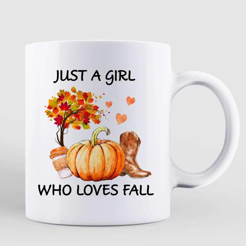 Girl Loves Fall Personalized Mug