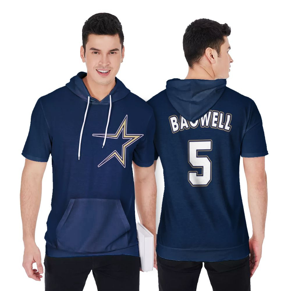 Jeff Bagwell 5 Houston Astros Tribute Throwback 1997 Navy Jersey Inspired Style Gift For Houston Astros Fans Short Sleeve Hoodie