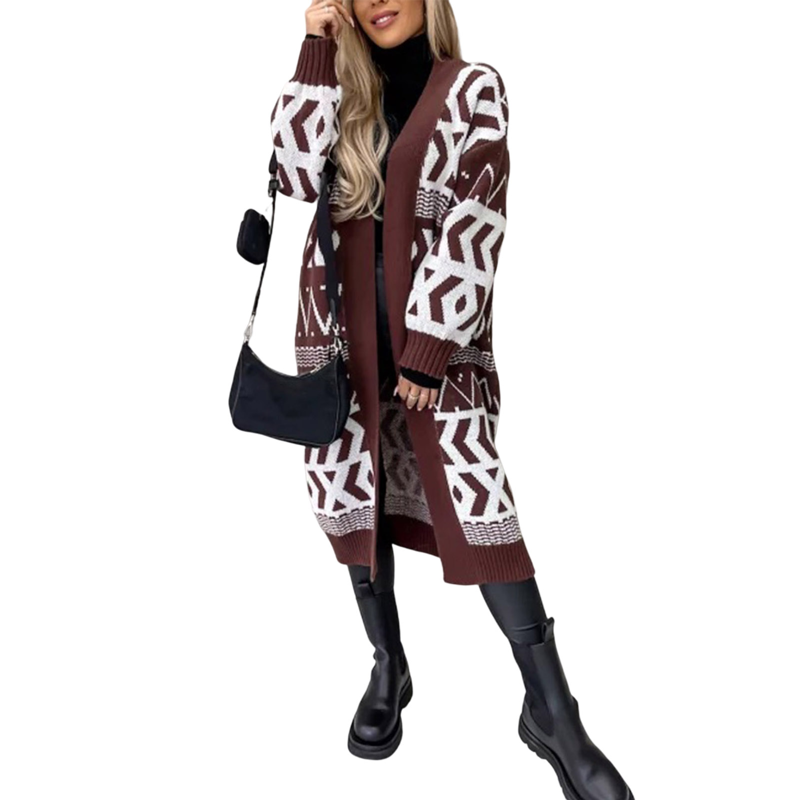 Autumn Winter Knitted Cardigan Women Striped Patchwork 2022 Elegant Loose Long Outerwear Maxi Y2k Sweater Coat Soft Jacket alx