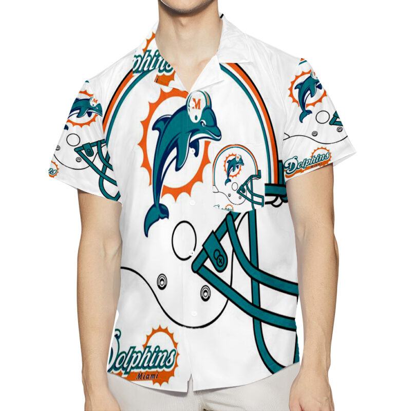 Miami Dolphins Helmet 1 3D All Over Print Summer Beach Hawaiian Shirt With Pocket