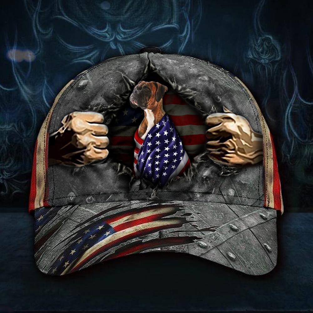 Boxer Hat 3D USA Flag Cap Vintage Dog Patriotic Boxer Merchandise Gift Ideas For Dad