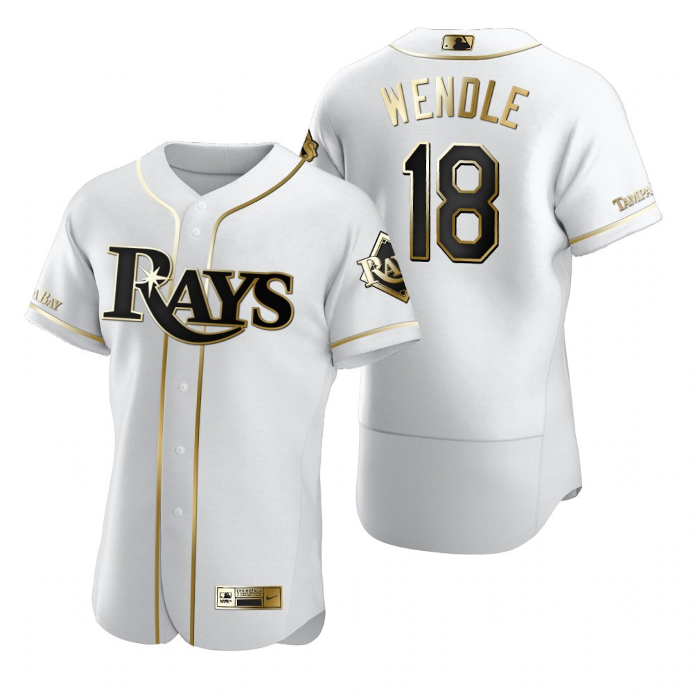 Tampa Bay Rays #18 Joey Wendle MLB Golden Brandedition White Jersey Gift For Rays Fans