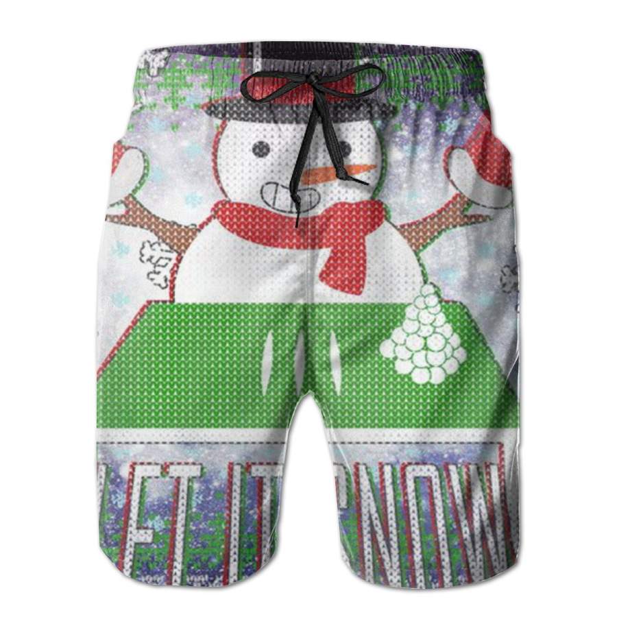 2 Pack Ugly Christmas Sweater 2023 Let It Snow Frosty Snowman On Drugs Men Swim Trunks Drawstring Elastic Waist Quick Dry Beach Shorts With Mesh Lining Swimwear Bathing Suits