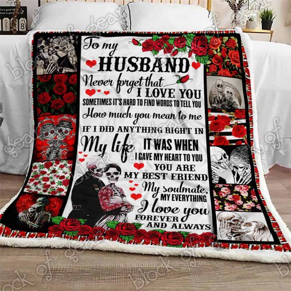 To My Husband, Skull Couple Style Sofa Throw Blanket NP274