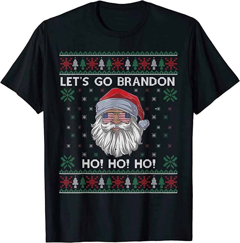 Ugly Christmas Sweater Let’s Go Santa Brandon American Flag T-Shirt