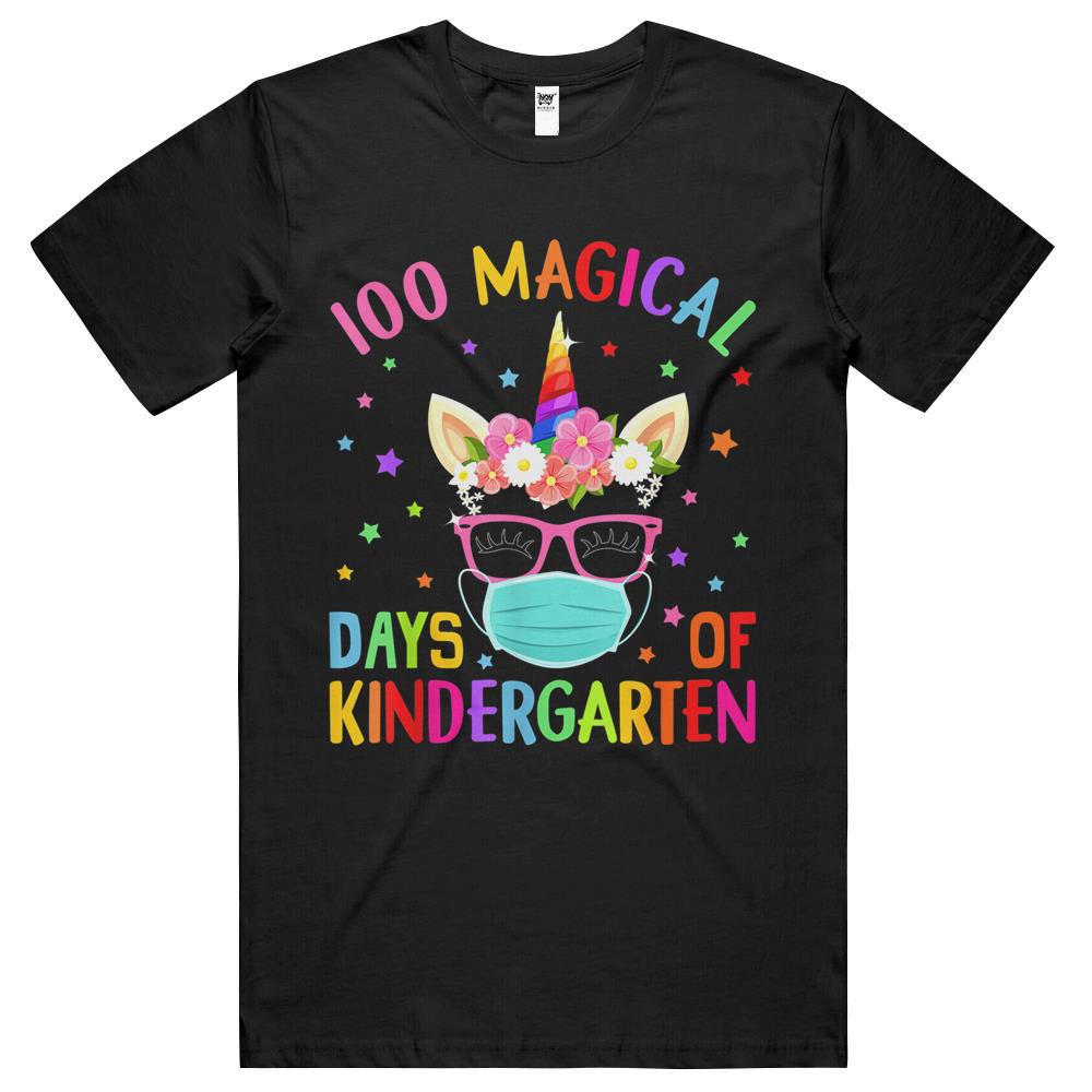 100 Magical Days Of Kindergarten School Unicorn Mask Girl T Shirts