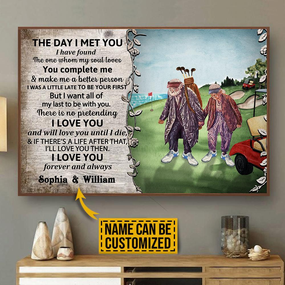 Aeticon Gifts Personalized Golf Old Couple The Day I Met You Canvas Mom Dad Gift Home Decor