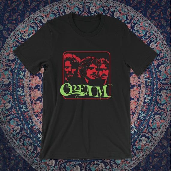 Cream Band Shirt Red Green Print Shirt