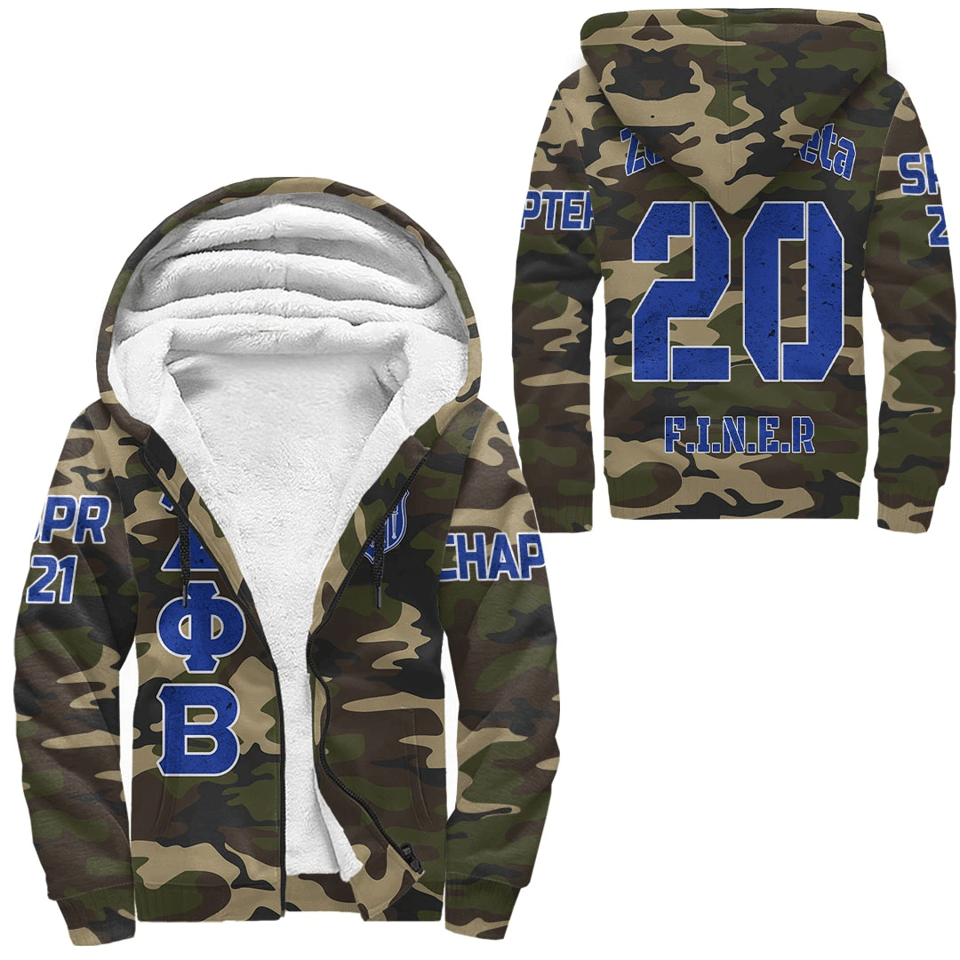 Sorority Hoodie – Personalized Zeta Phi Beta Camouflage Sherpa Hoodie