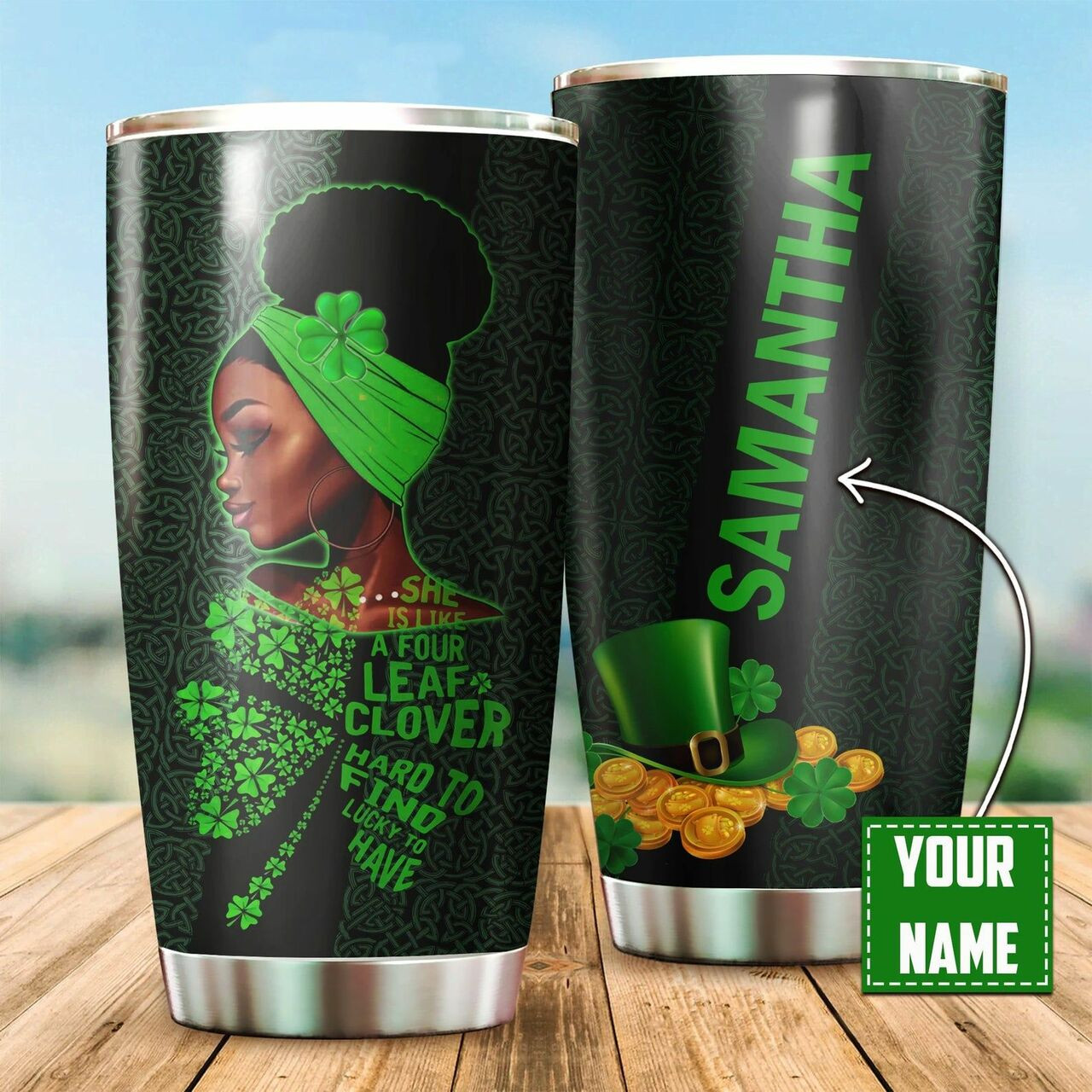 St Patrick’S Day, Personalized African Women Stainless Steel Tumbler Cup