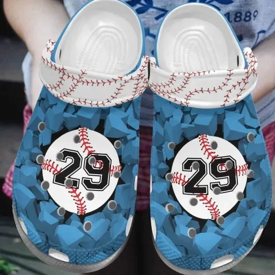 Baseball Whitesole Proud Blue Personalize Clog Custom Crocss Clog Number On Sandal Fashion Style Comfortable For Women Men Kid