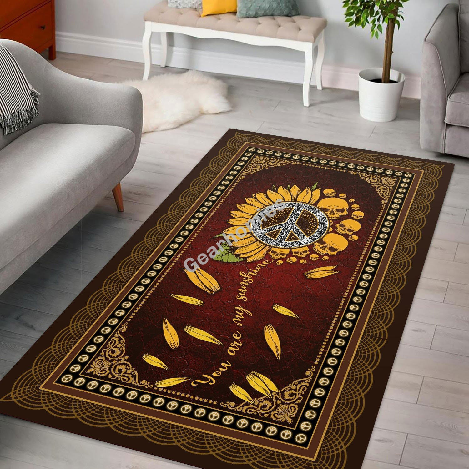 You Are My Sunshine Hippie Skull Rug Living Room Decoration