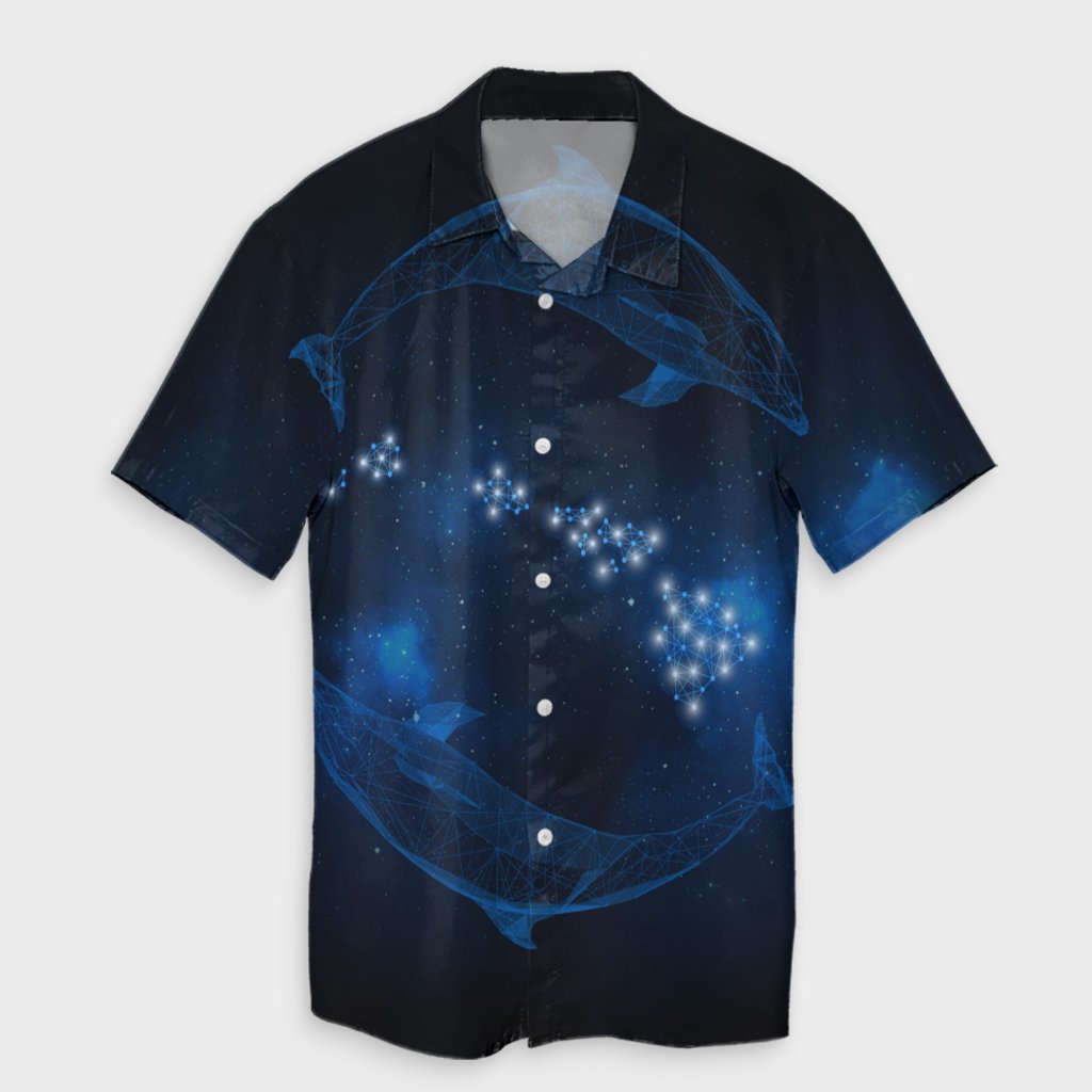 Hawaiian Map Galaxy Zodiac Dolphin Polynesian Hawaiian Shirt