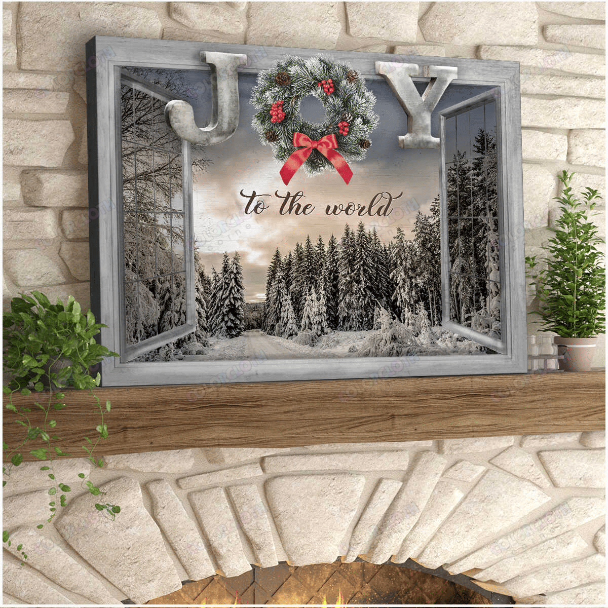 Canvas Wall Decor Christmas Gift Window Joy To The World Ty209012