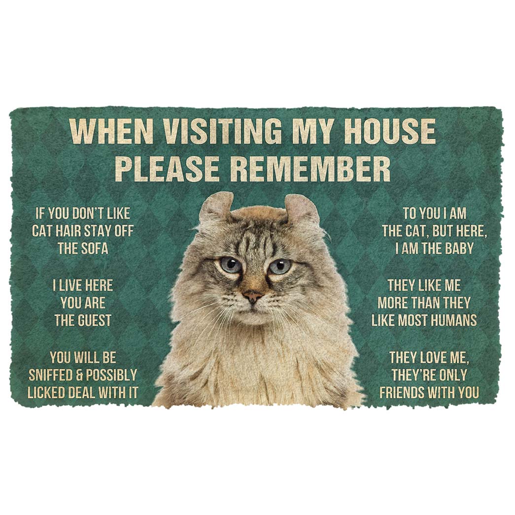 Gearhumans  Gearhuman 3D Please Remember American Curl Cat House Rules Custom Doormat