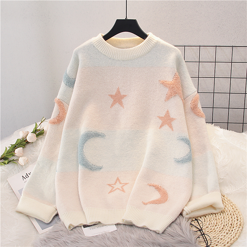 2021 Winter Sweater Pullover Women Cute Fruit Sweater Pull Jumpers Pink Blue Printed Korean Tops Oversized Jumpers alx