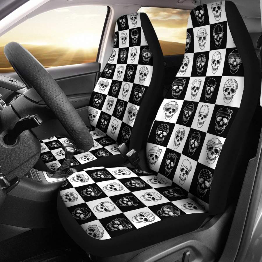 Black & White Skull Car Seat Cover
