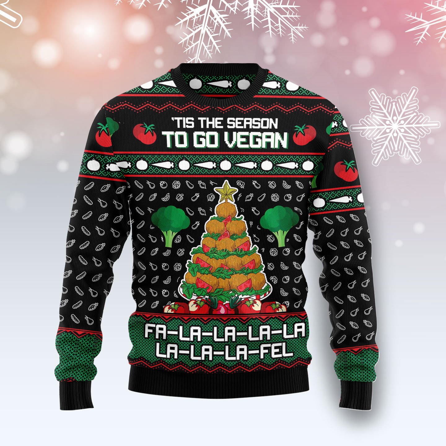 Vegan HT071226 Ugly Christmas Sweater unisex womens & mens, couples matching, friends, funny family ugly christmas holiday sweater gifts (plus size available)