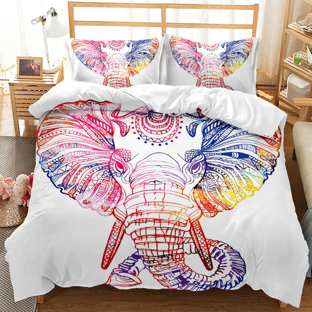 Wild Elephant Digital Print Bedding Set Down Cover Pillowcase Bedding Bedding Double Bed Full Queen Exquale Home Textil Duvet Covers