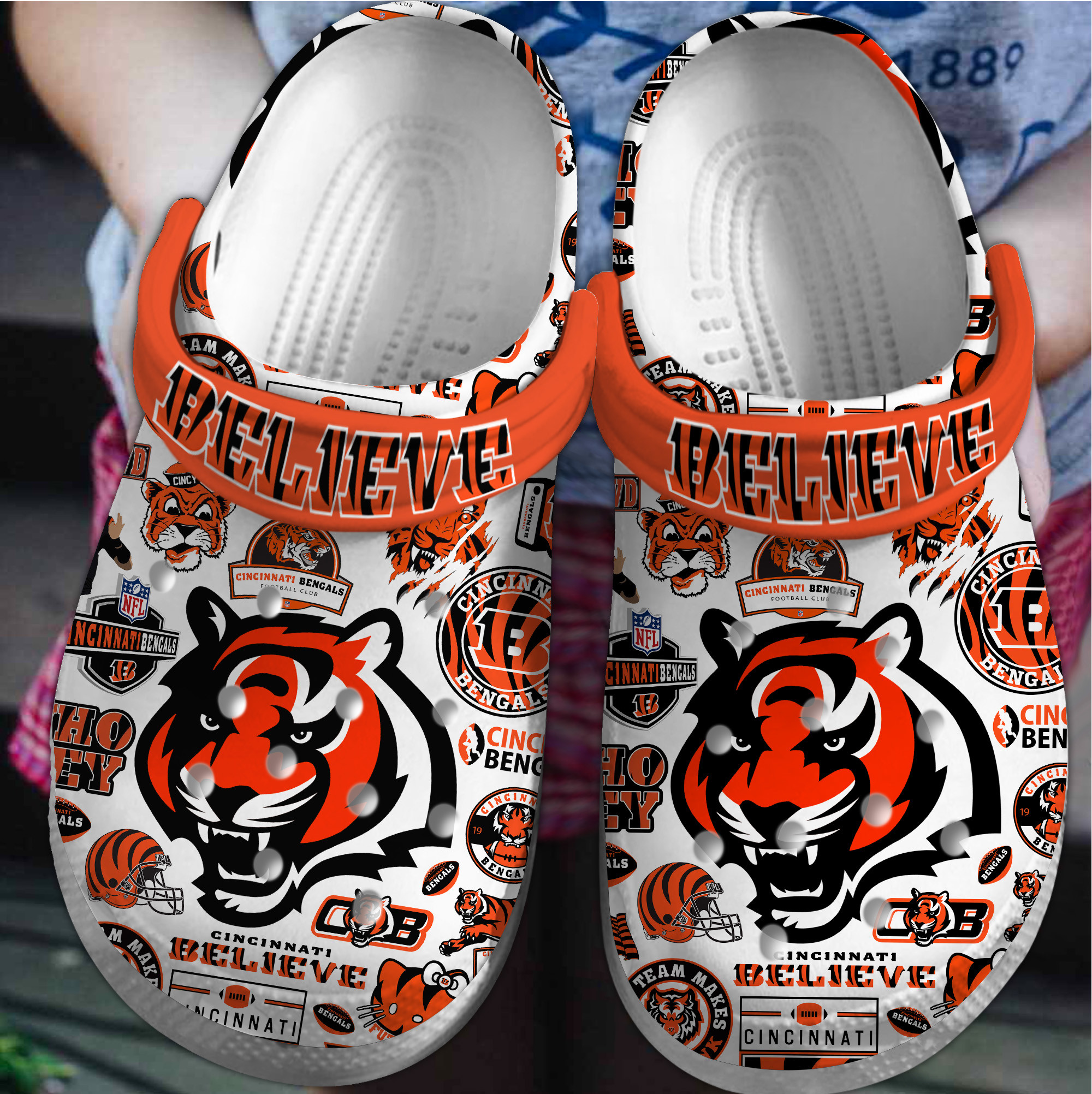 Cincinnati Bengals NFL Sport Crocs Crocband Clogs Shoes Comfortable For Men Women and Kids 2