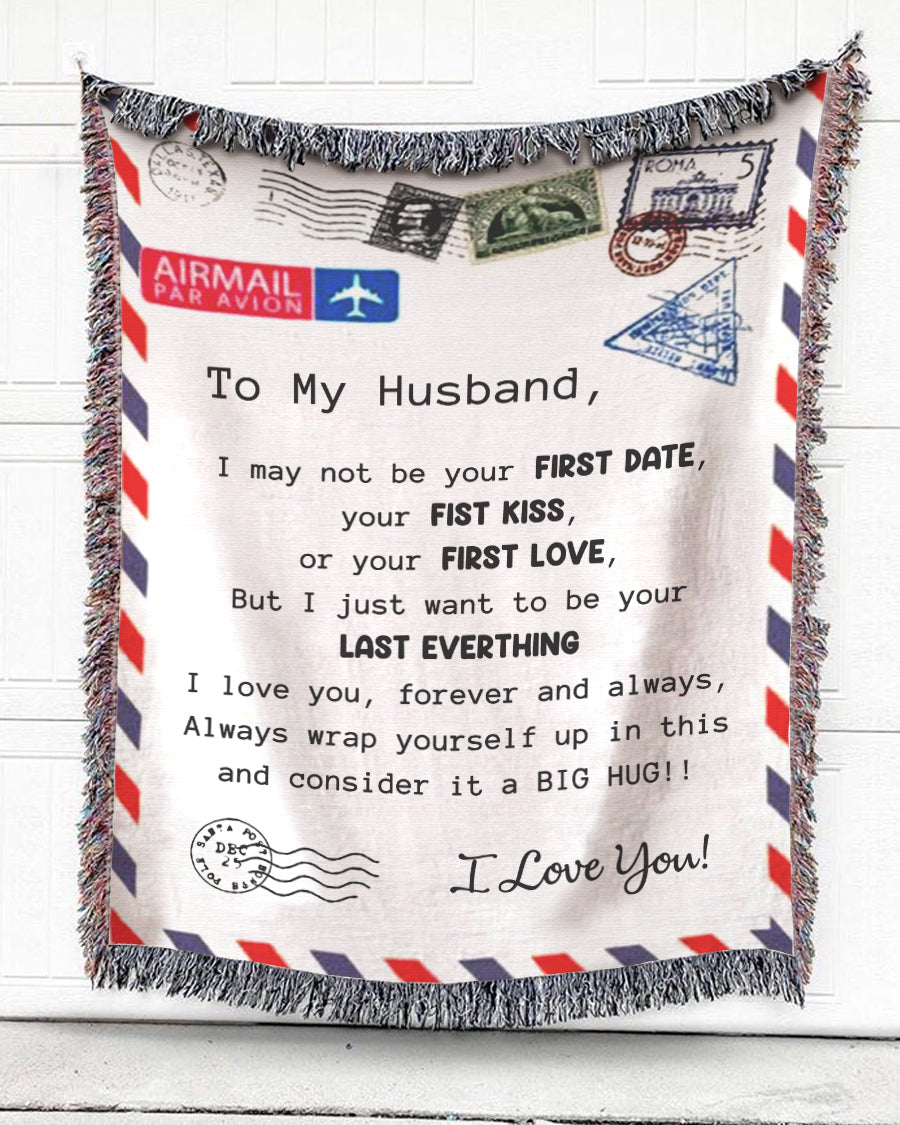 Woven Throw For Husband Wedding Anniversary Gift, Your Last Everything, Cotton Blanket